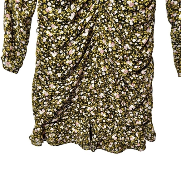 ASTR The Label Green Ruched Micro Floral V Neckline Women’s Mini Dress Sz M - Picture 11 of 12